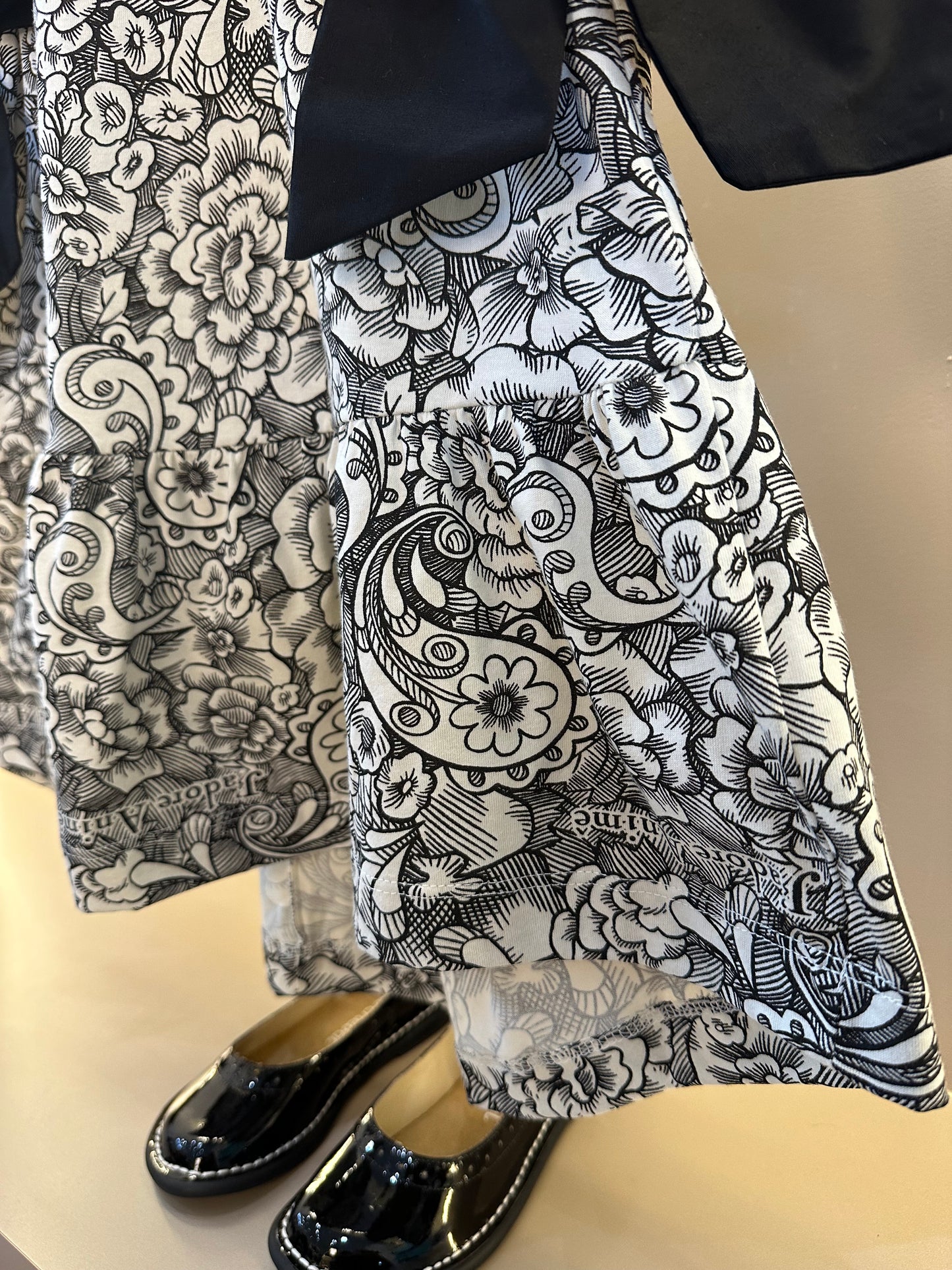 Vestido Infantil Floral Paisley Laços Preto - Animê