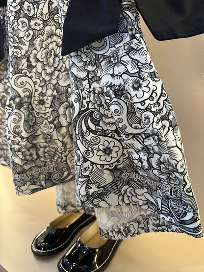 Vestido Infantil Floral Paisley Laços Preto - Animê