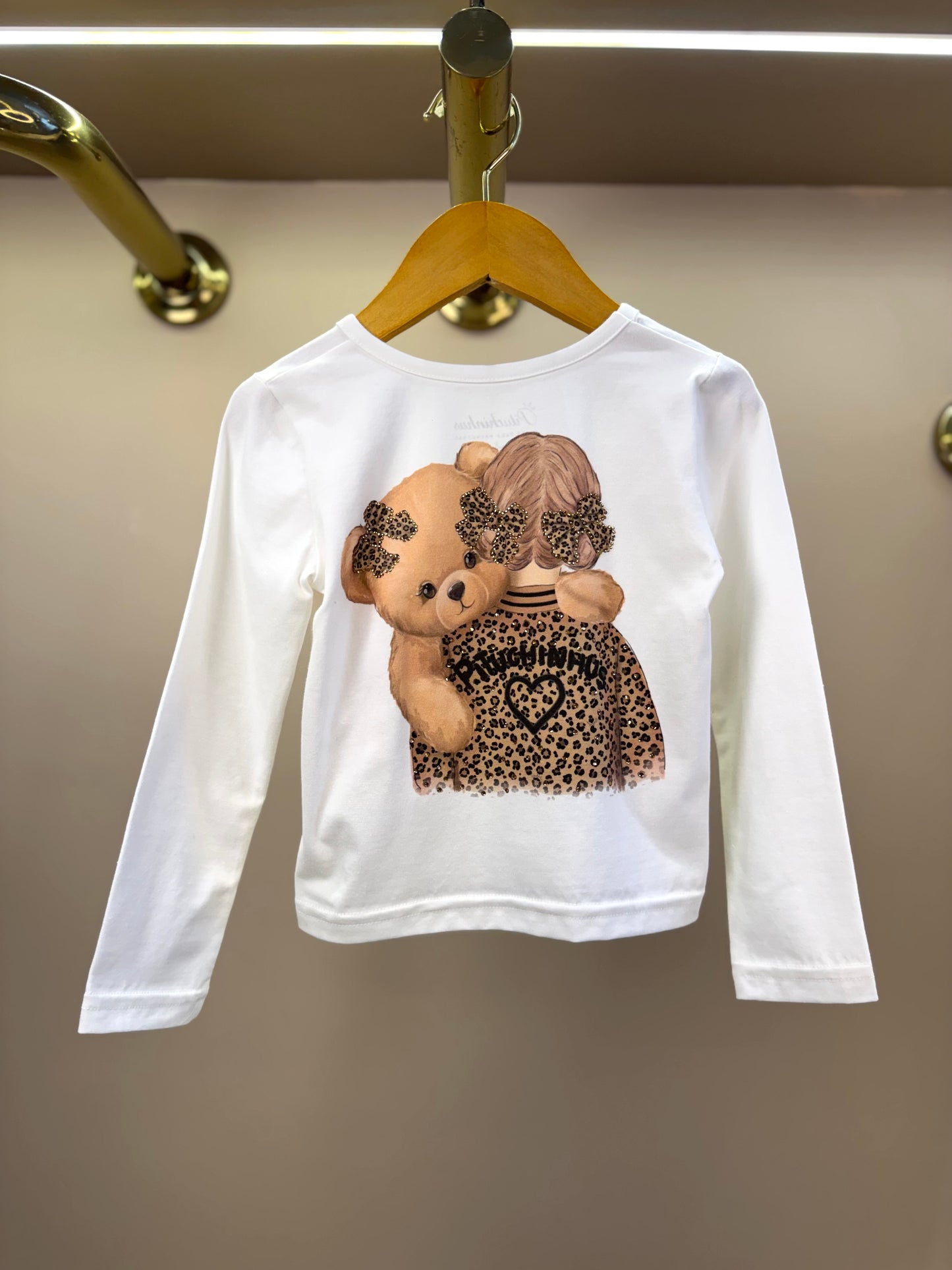 Blusa Infantil Cotton Ursinha Love Off White - Pituchinhus