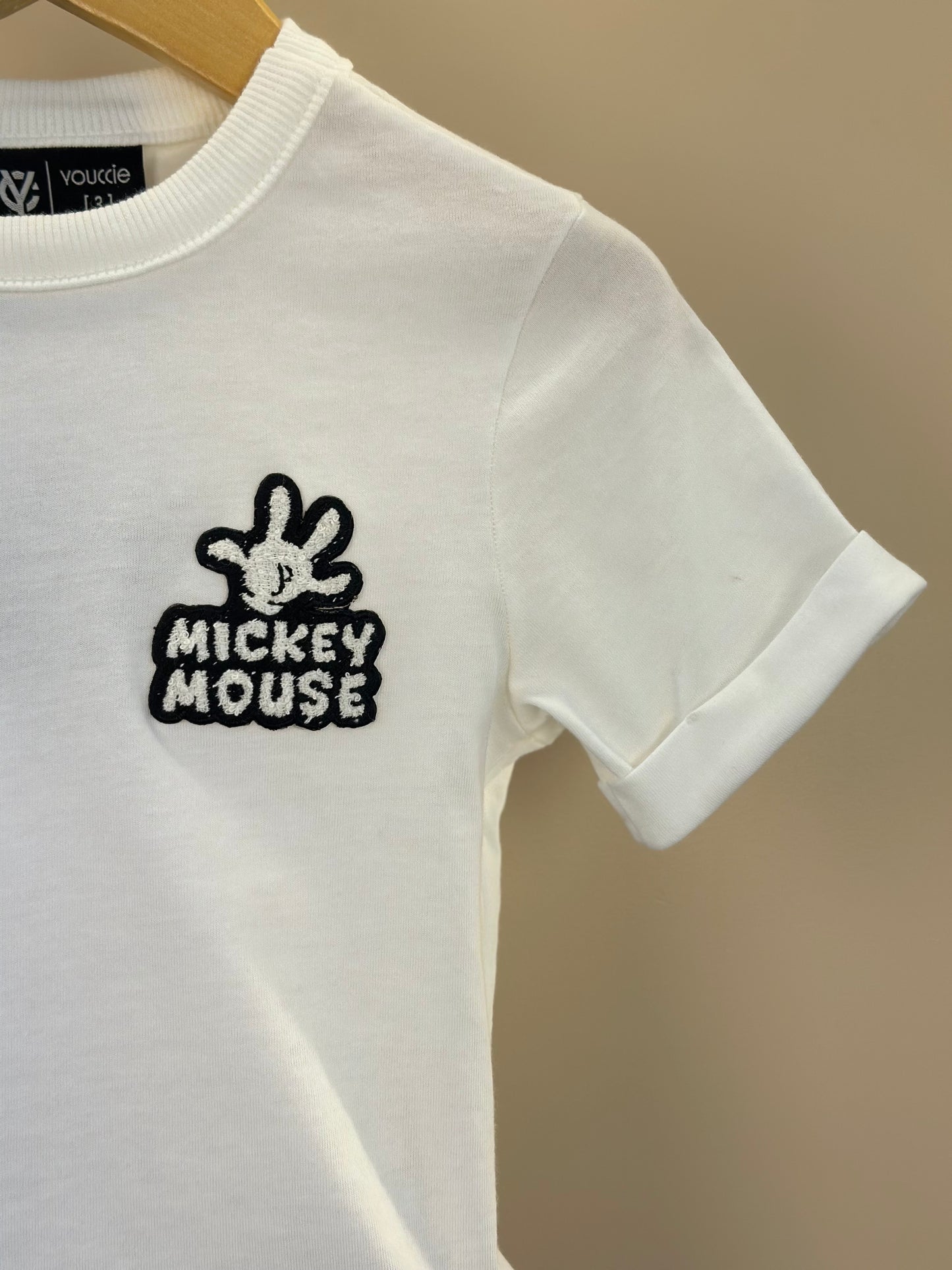 Conjunto Infantil Camiseta Mickey Pérola e Bermuda Jeans Mickey - Youccie