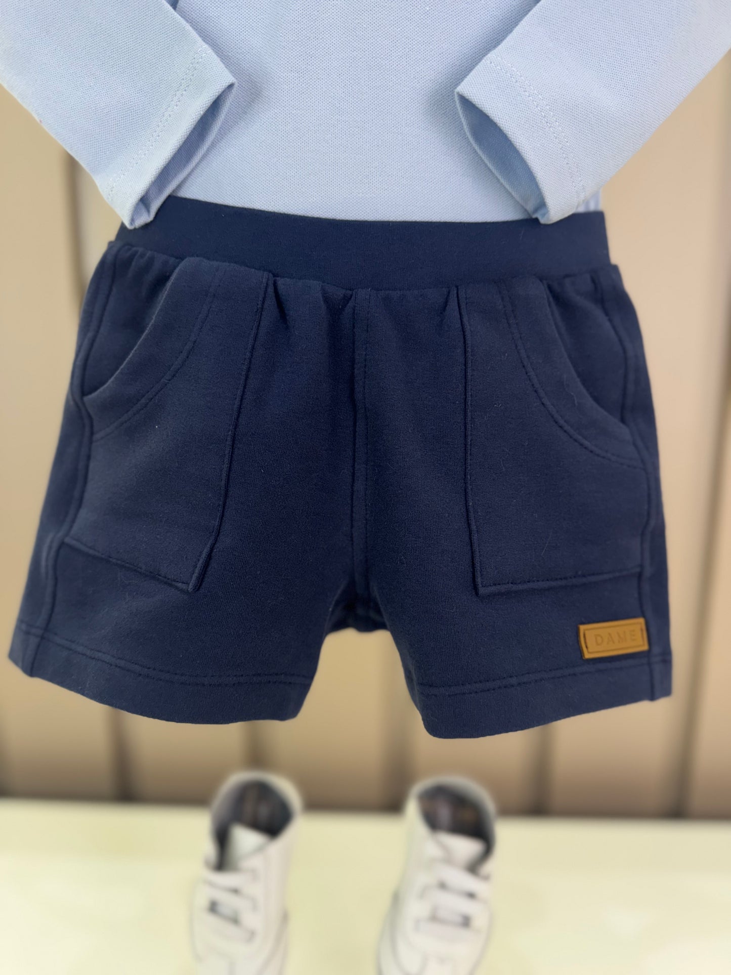Conjunto Bebê Polo-Body Piquet Algodão ML Azul e Bermuda Moletom Algodão Profundo - Dame