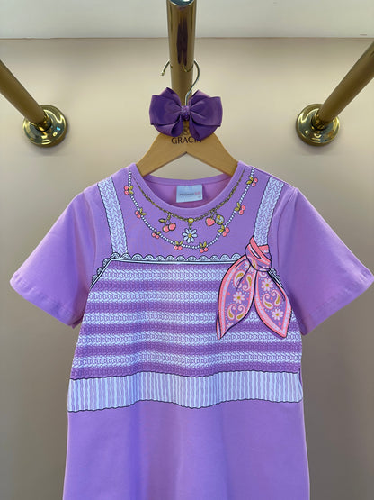 Vestido Infantil Estampa Tricot e Lenço - Momi