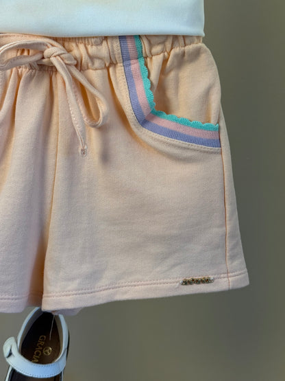 Conjunto Infantil Blusa Ursinha Com Strass e Shorts Moletom - Infanti