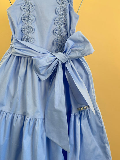 Vestido Infantil Azul Claro Rendinha Laço Maxxi - Animê