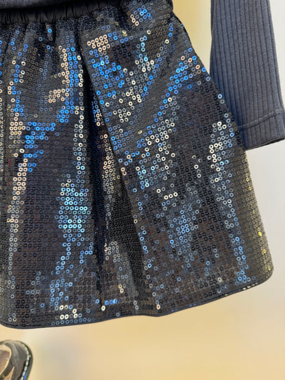 Conjunto Infantil Blusa MalhaTricot  e Saia Paetê - Um Mais Um