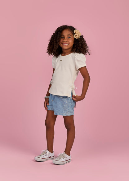 Blusa Infantil Off White de Renda nas Laterais - Gabriela Aquarela