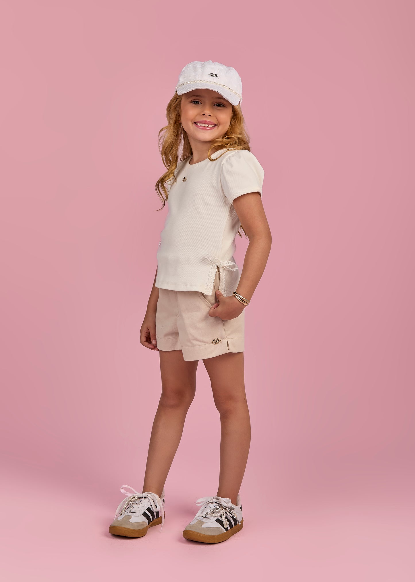 Blusa Infantil Off White de Renda nas Laterais - Gabriela Aquarela