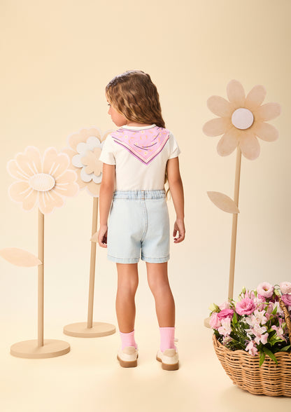 Blusa Infantil Lenço Estampado Amarrado Na Gola - Momi
