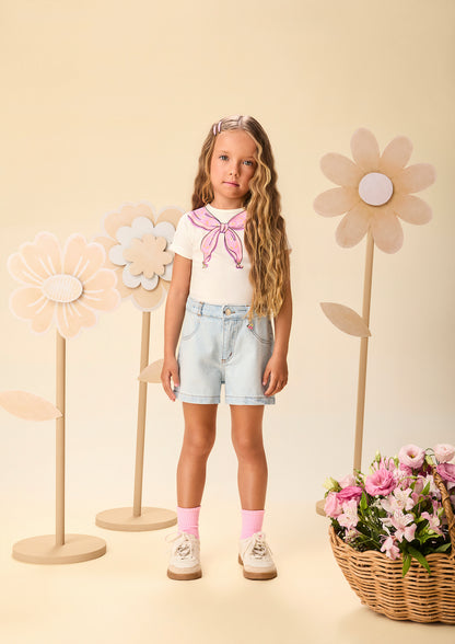 Blusa Infantil Lenço Estampado Amarrado Na Gola - Momi