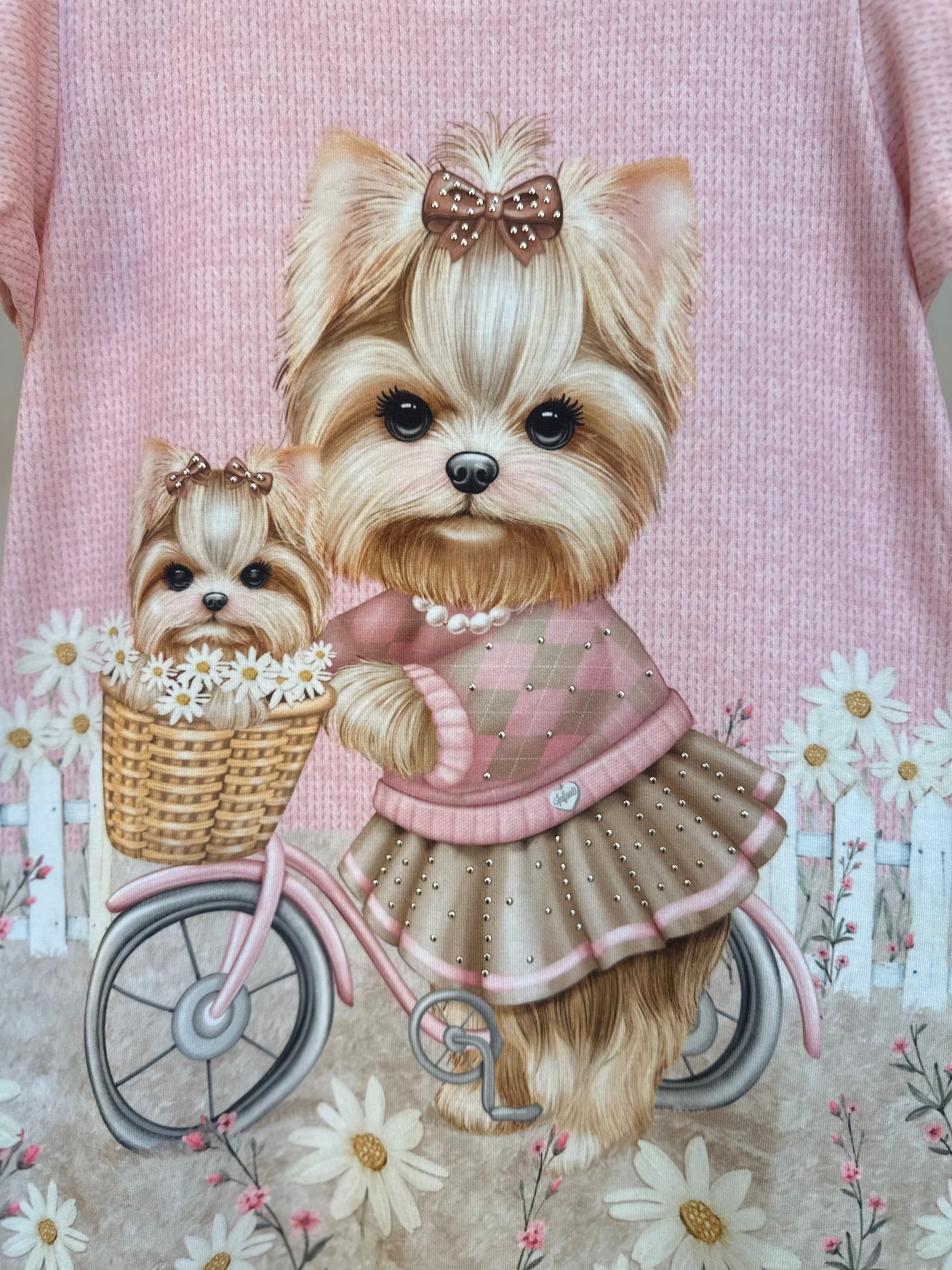 Vestido Infantil Algodão Fress Puppy On A Bike Rosa - Infanti