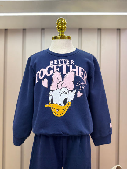 Conjunto Infantil Moletom Casaco Daisy e Calça Marinho - Momi