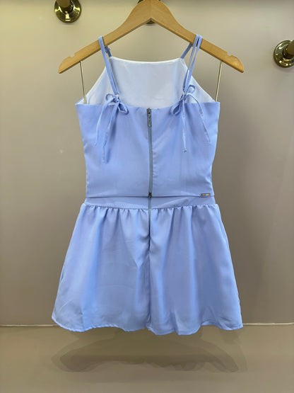 Conjunto Teen Blusa Cropped e Saia de Crepe - Vanilla Cream