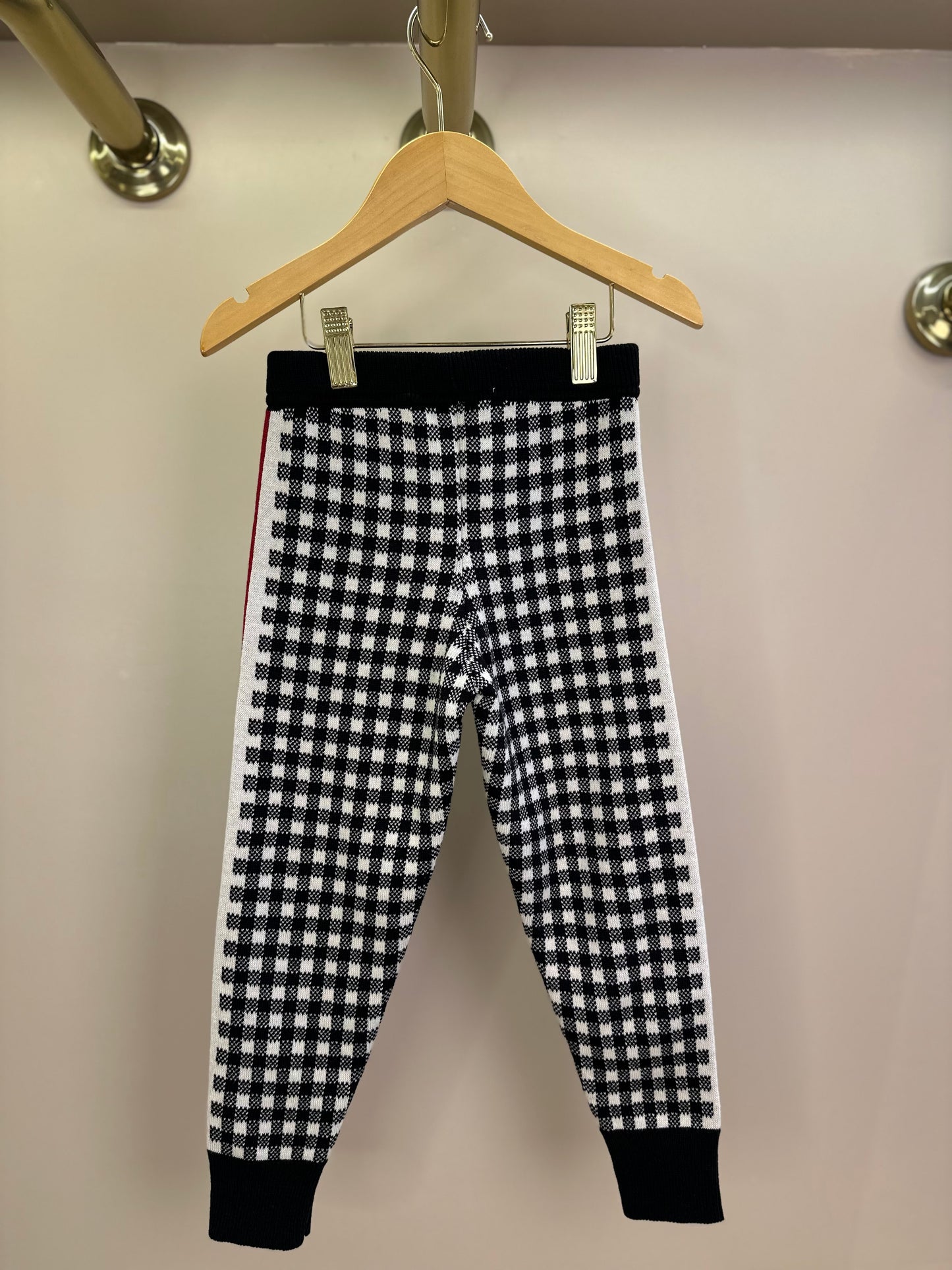 Conjunto Infantil Blusa e Calça Jogging Tricot Xadrez Laço Strass - Pituchinhus