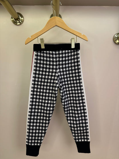 Conjunto Infantil Blusa e Calça Jogging Tricot Xadrez Laço Strass - Pituchinhus
