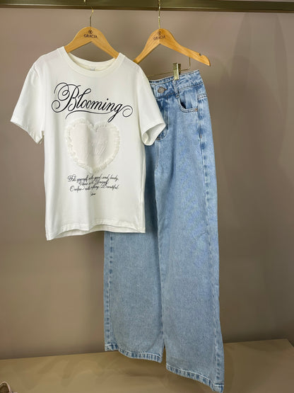 Blusa Teen T-Shirt Blooming Pérola - Authoria