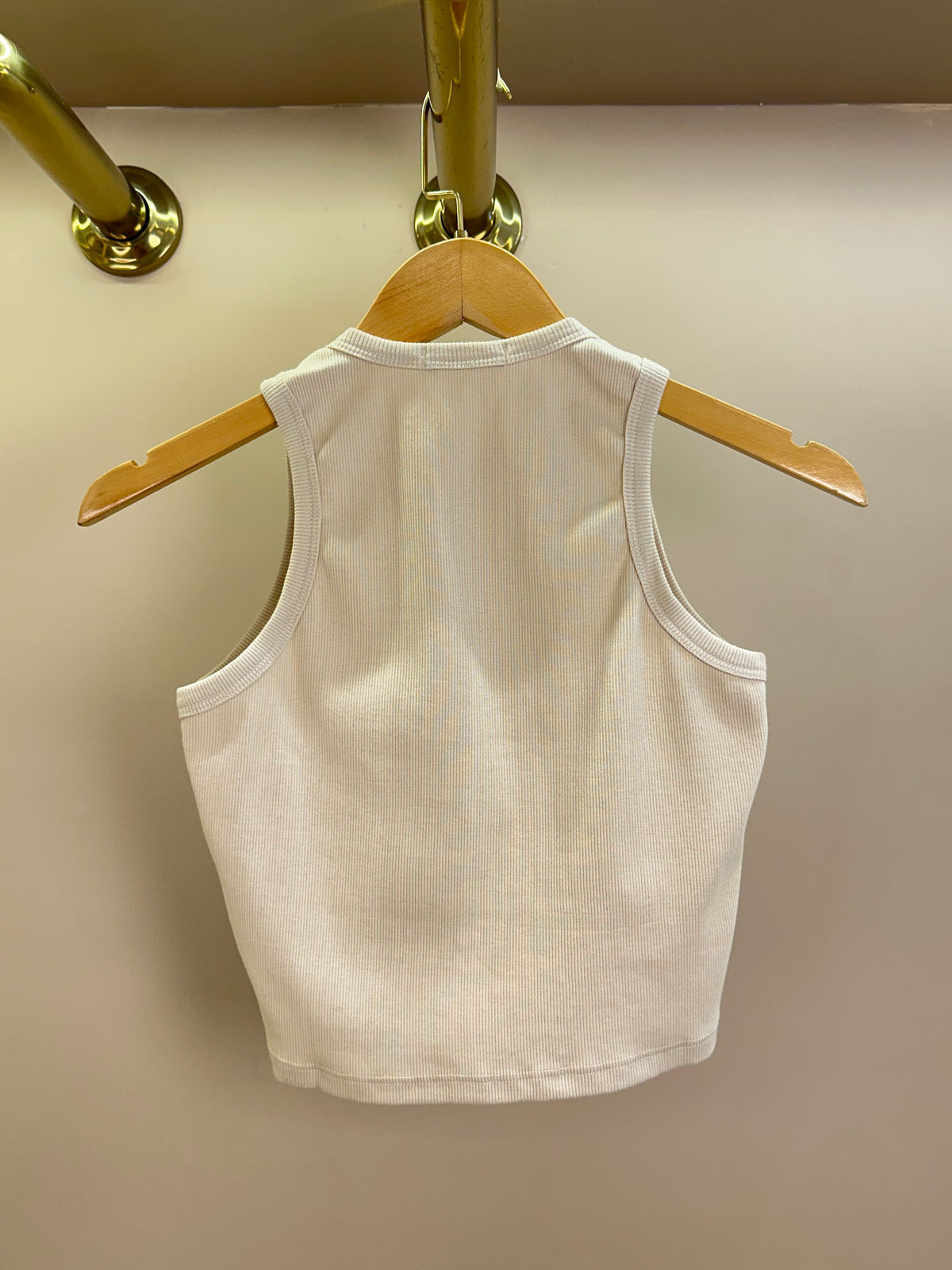 Regata Teen Malha Canelada Bege - Vanilla Cream