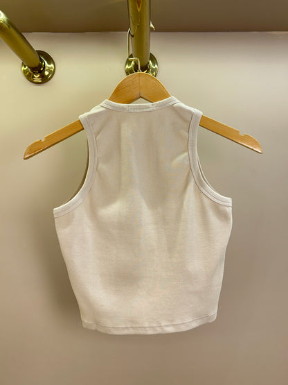 Regata Teen Malha Canelada Bege - Vanilla Cream