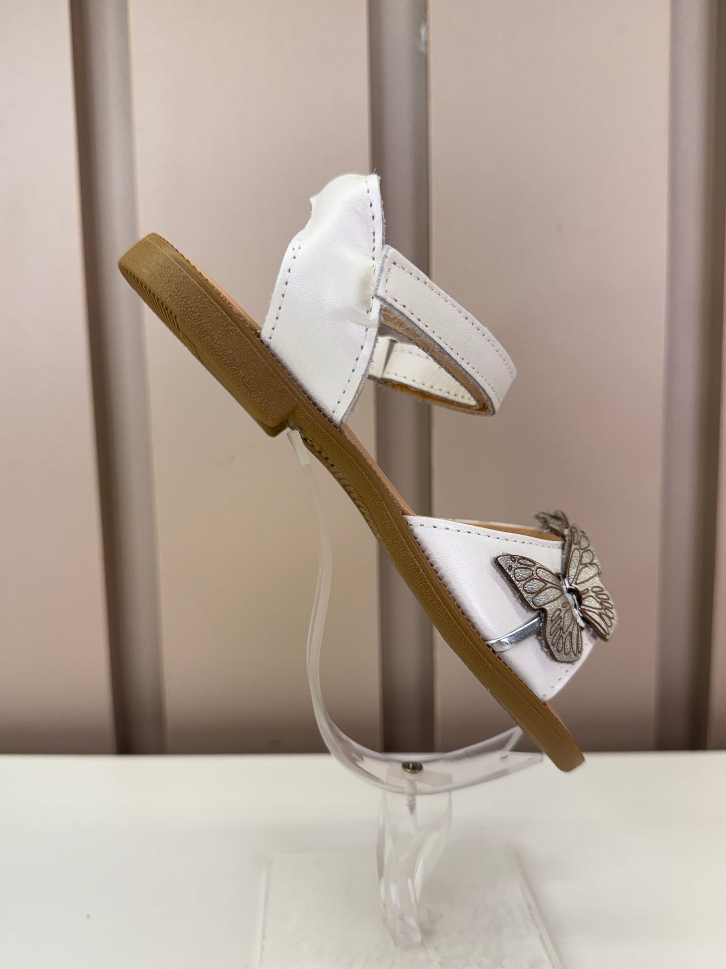 Sandália Infantil Borboleta Prata Branca Perolada - Gracia