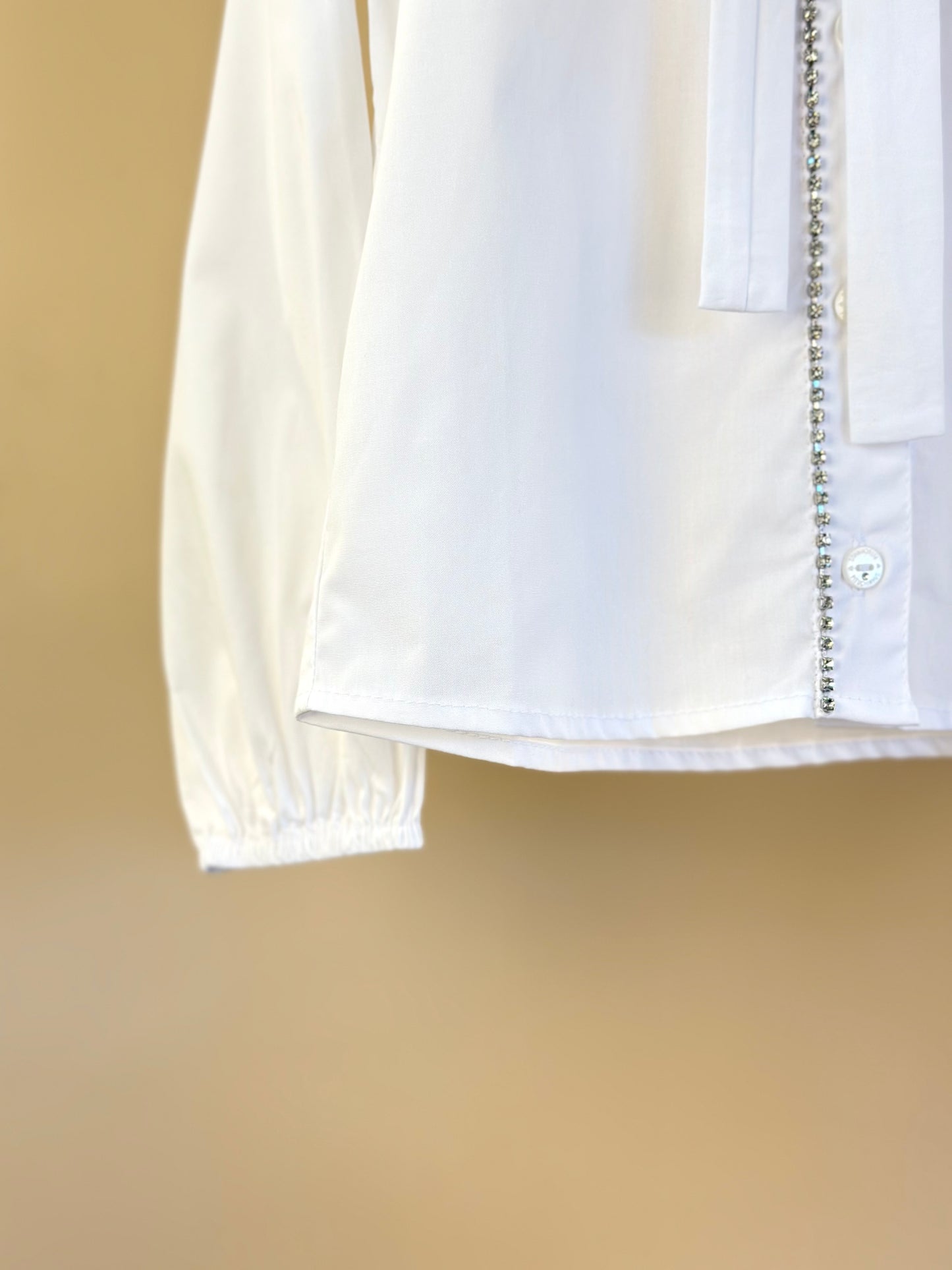 Camisa Infantil Algodão Cristais e Patche Ursinha Branca - Pituchinhus