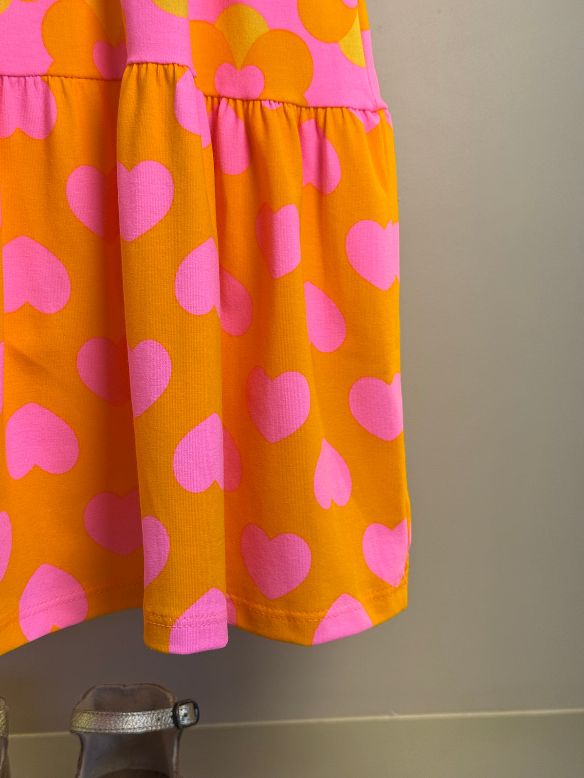 Vestido Infantil Laranja Floral com Saia em Camadas - Momi