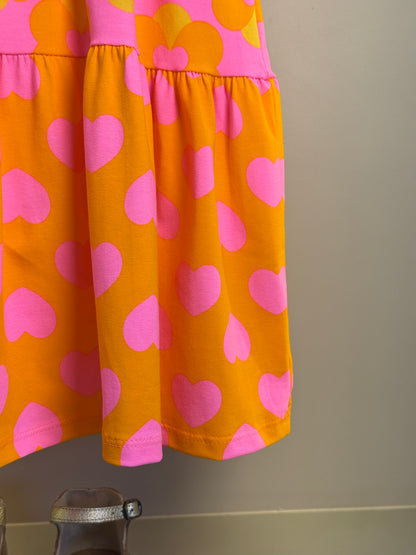 Vestido Infantil Laranja Floral com Saia em Camadas - Momi