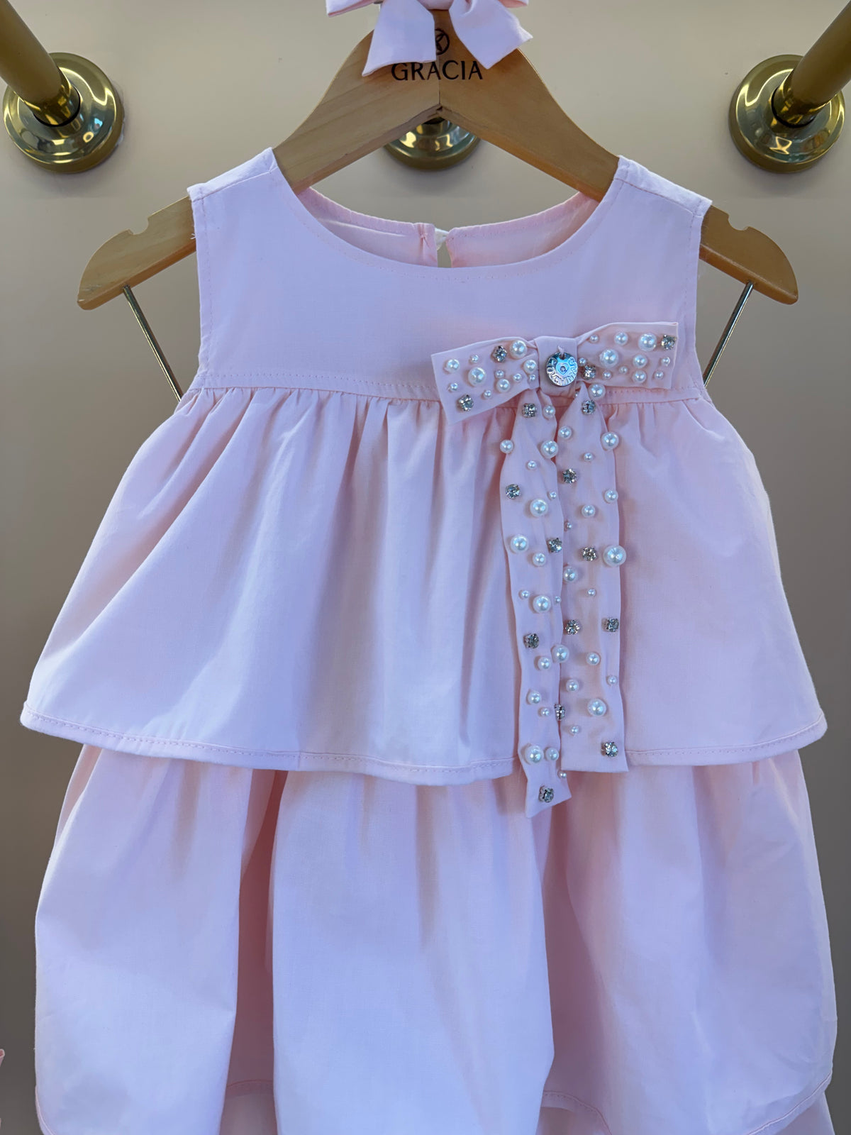 Vestido Infantil Tricoline Babados Laço - Pituchinhus