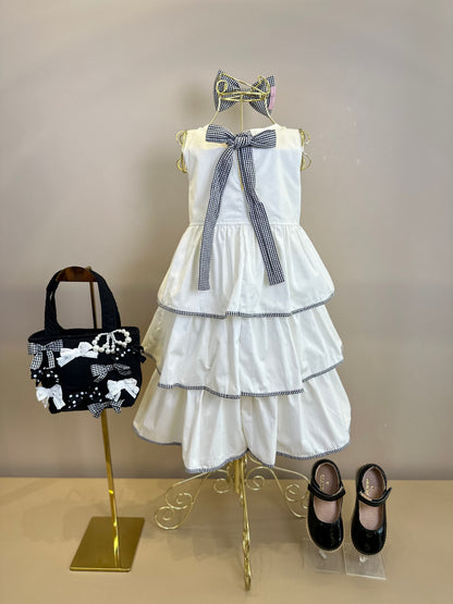 Vestido Infantil Babados Debrum Laço Xadrez - Pituchinhus