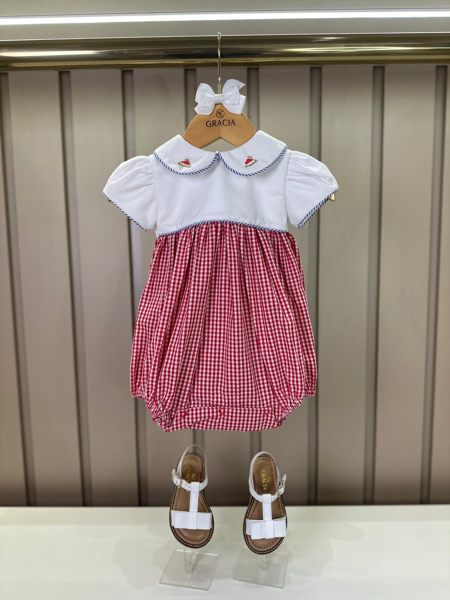 Pimpão Bebê Clássico Algodão Coraline Vichy Vermelho - Gracia