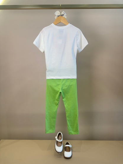 Conjunto Infantil Blusa Hello Kitty e Calça Legging Verde - Momi