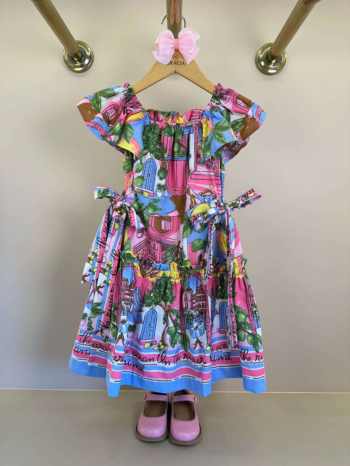 Vestido Infantil Estampa Limões Laços Laterais - Animê