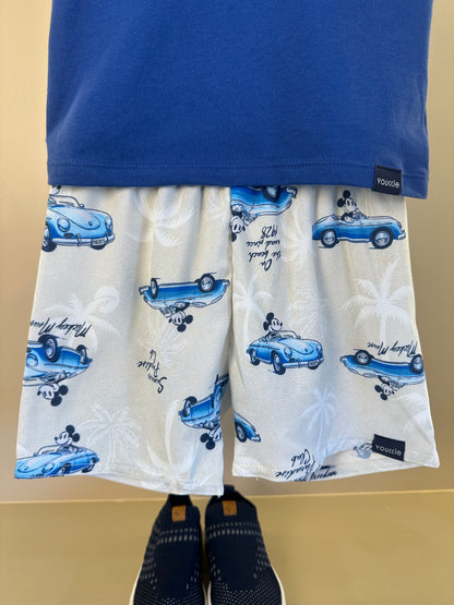 Conjunto Infantil T - Shirt Mickey Mouse e Bermuda Estampa Carros Clássicos - Youccie