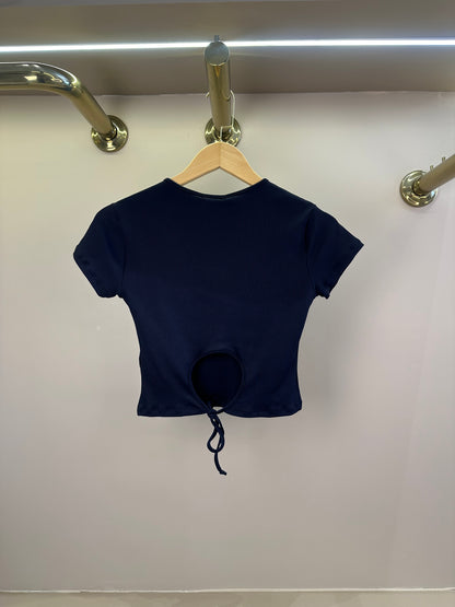 Blusa Teen Cropped Poliamida Com Detalhes Nas Costas - Vanilla Cream