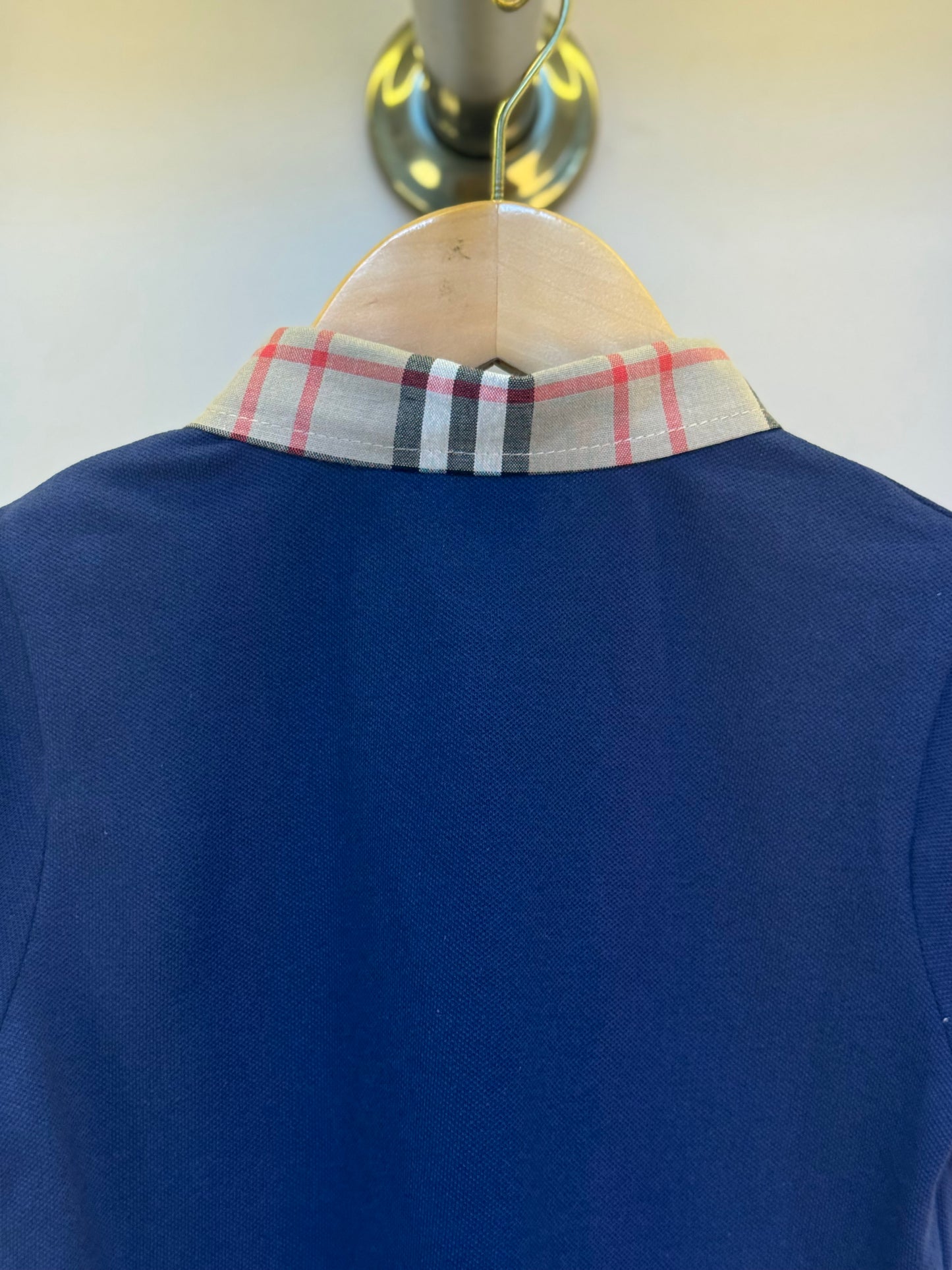 Polo Infantil Piquet Gola Tricoline Xadrez Marinho - Um Mais Um