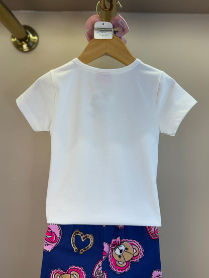 Conjunto Infantil Blusa Ursa Bolsa e Calça Legging Ursinhas Corações - Momi