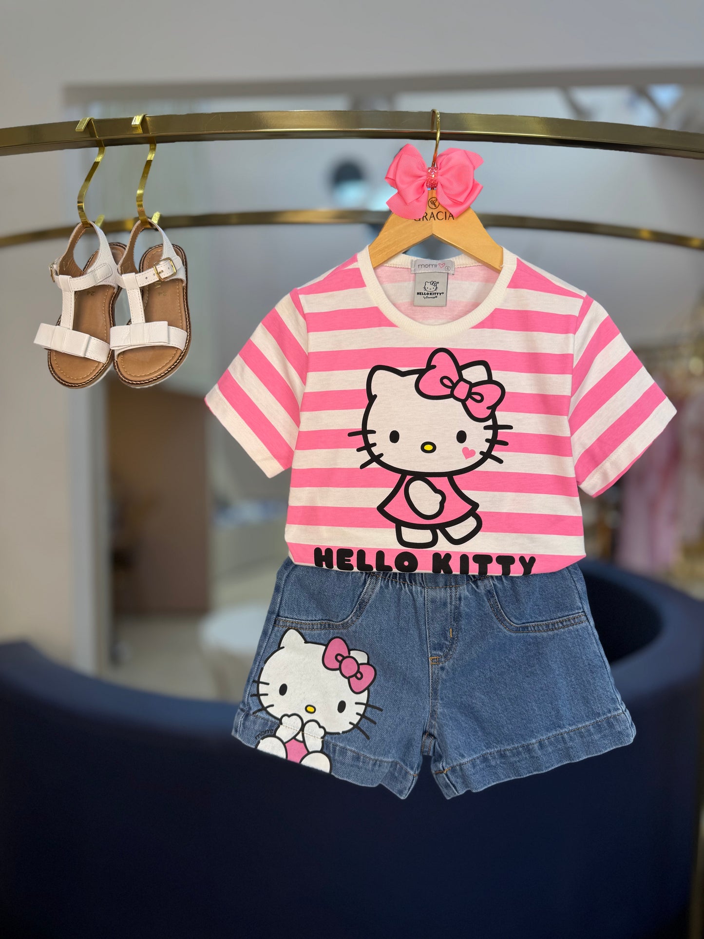Shorts Jeans Infantil Hello Kitty - Momi