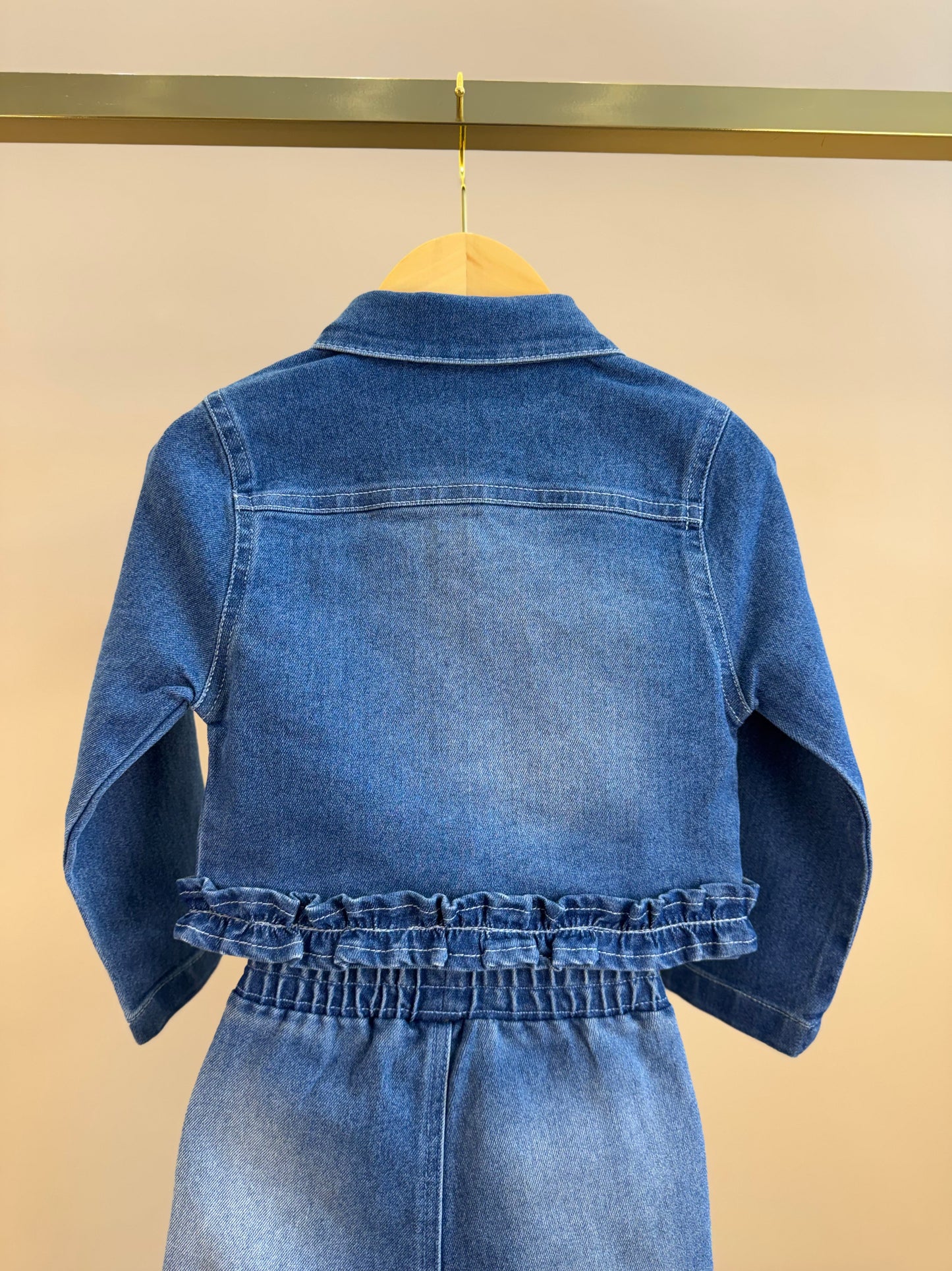 Conjunto Infantil Jaqueta Jeans Ursinho e Calça Jogger Jeans - Gabriela Aquarela