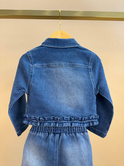 Conjunto Infantil Jaqueta Jeans Ursinho e Calça Jogger Jeans - Gabriela Aquarela