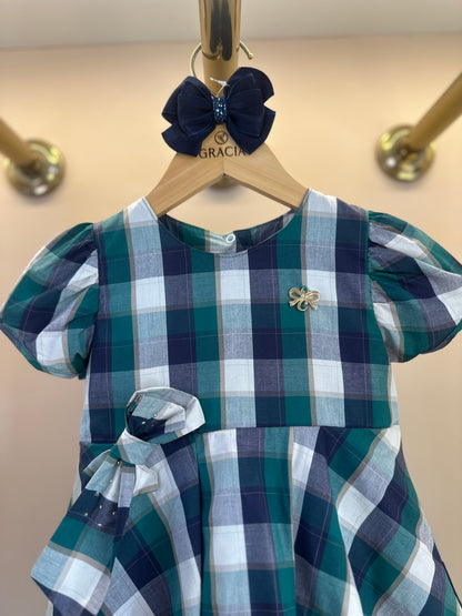Conjunto Bebê Vestido Xadrez Verde - Charpey