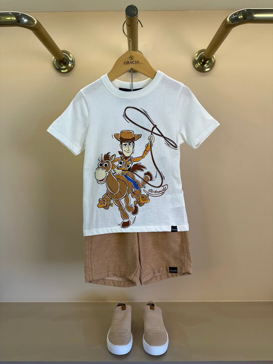 Conjunto Infantil Camiseta Woody e Bermuda Sarja - Youccie