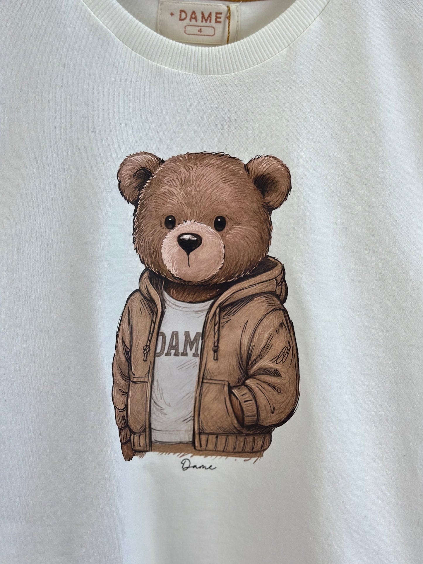 Camiseta Infantil Algodão Teddy Jaqueta Off White - Dame