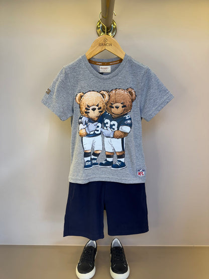Bermuda Infantil Moletom Elastano Elástico Listrado - Dame