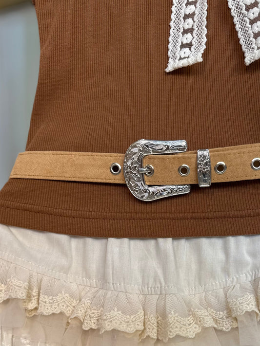 Cinto Infantil Camurça Fivela Boho - Pituchinhus