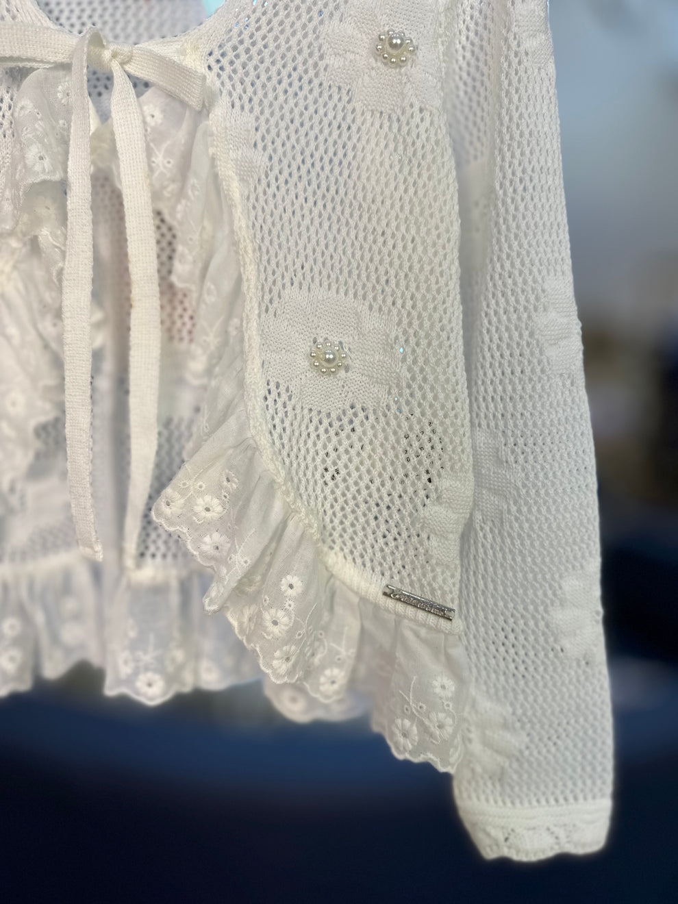 Casaqueto Infantil Tricot Rendado Flores - Pituchinhus