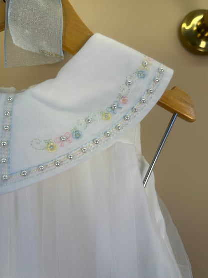 Vestido Infantil Trapézio Tule Colorido e Bordados com Pérolas - Petit Cherie