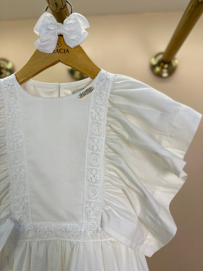 Vestido Infantil Festa Babados Off White - Animê
