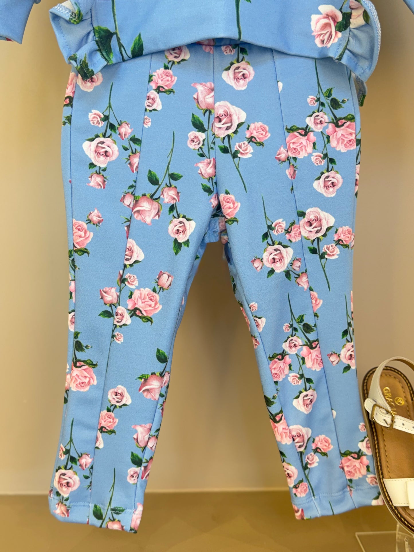 Conjunto Infantil Moletinho Blusa Abertura Lateral e Strass e Calça Montaria Floral - Luluzinha