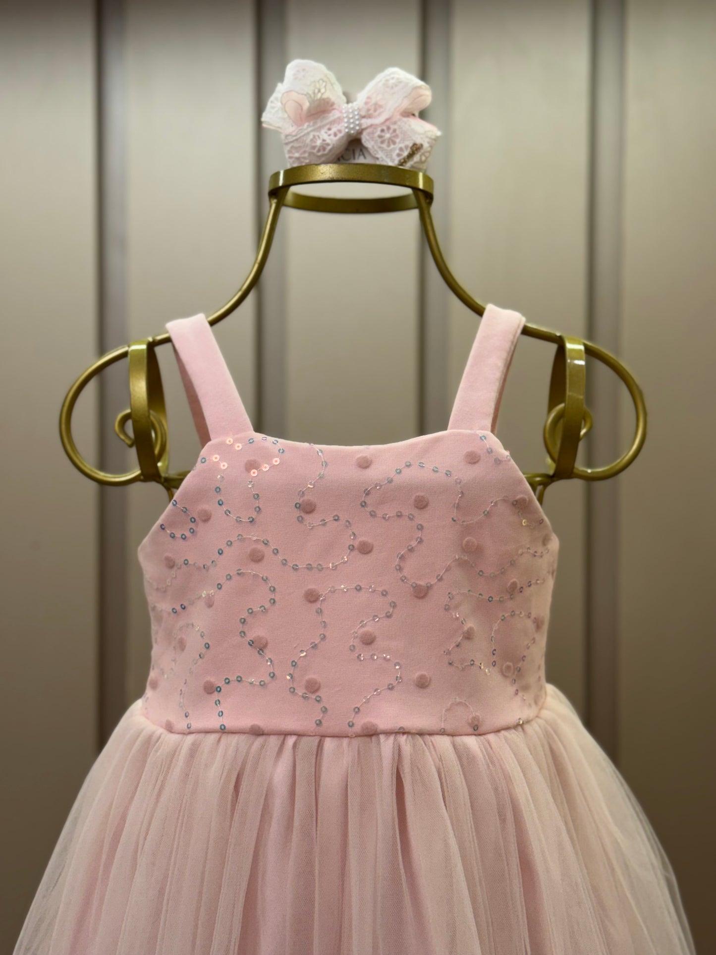 Vestido Infantil Festa com Capa Tule Bordado Rosa - Petit Cherie