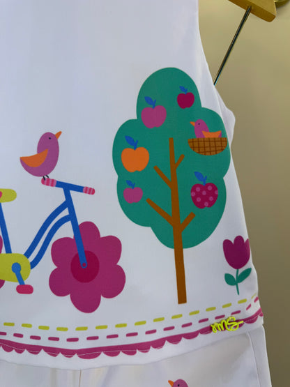 Conjunto Infantil Blusa e Shorts Bege Florestinha Colorida - Mon Sucré