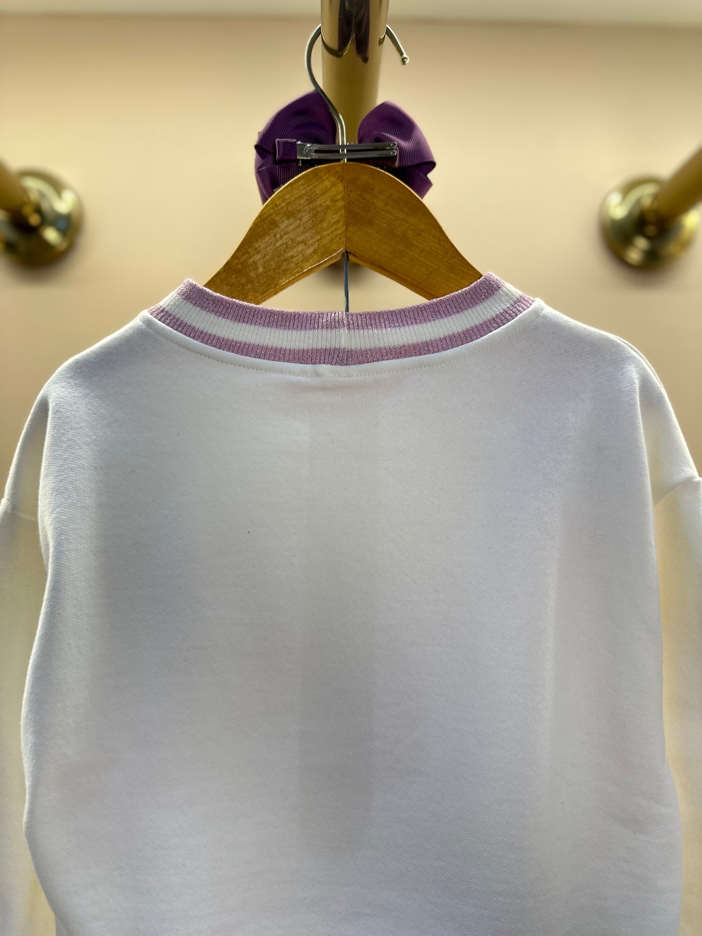 Blusa Moletom Infantil Patche Barbie Cristais Off White - Pituchinhus