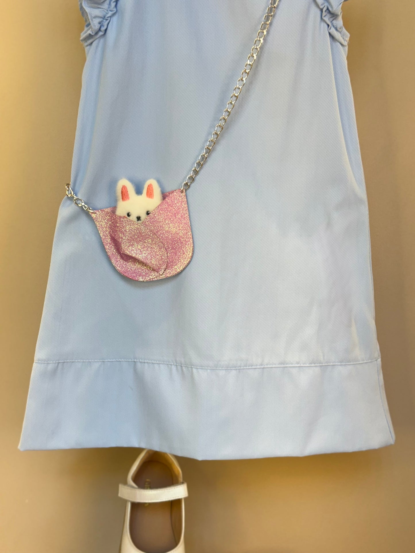 Vestido Infantil Algodão Azul com Bolsinha Coelhinho - Gabriela Aquarela